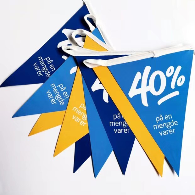 Custom printed decoration hanging triangle pennant string double sided sport bunting flags